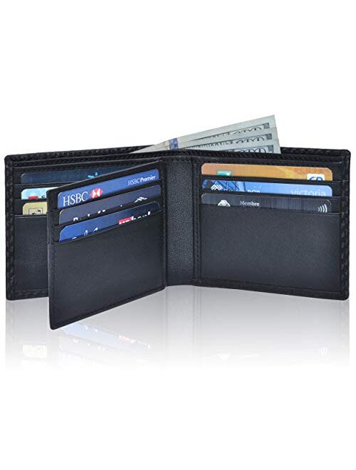 Slim RFID Wallets for Men - Genuine Leather Front Pocket Bifold Wallet