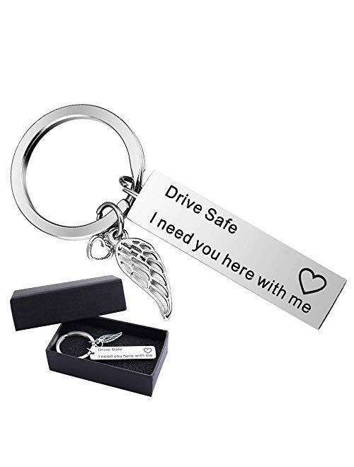 Drive Safe Keychain I Need You Here With Me Gifts for Husband Dad Boyfriend Gifts Valentines Day Father's day Birthday Gift