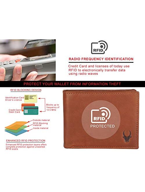 WILDHORN RFID Protected Top Grain Genuine Leather Wallet for Men