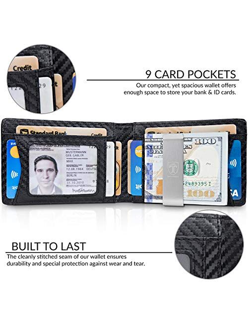 TRAVANDO Mens Wallet Money Clip PHOENIX Front Pocket Slim RFID Bifold Gifts