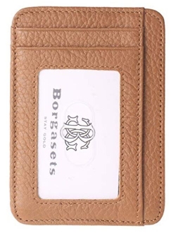 Slim Minimalist Wallet Front Pocket RFID Blocking Leather Credit Card Holder for Men Women