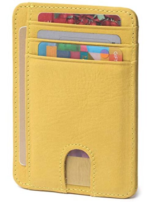 Slim Minimalist Wallet Front Pocket RFID Blocking Leather Credit Card Holder for Men Women