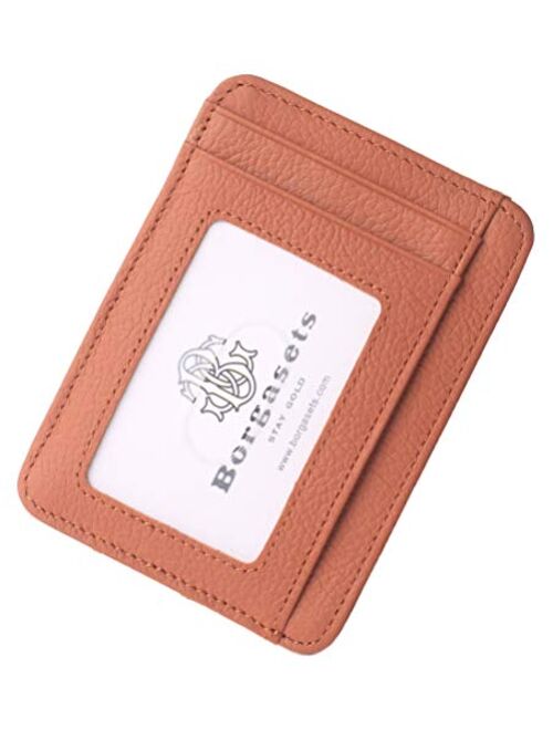 Slim Minimalist Wallet Front Pocket RFID Blocking Leather Credit Card Holder for Men Women