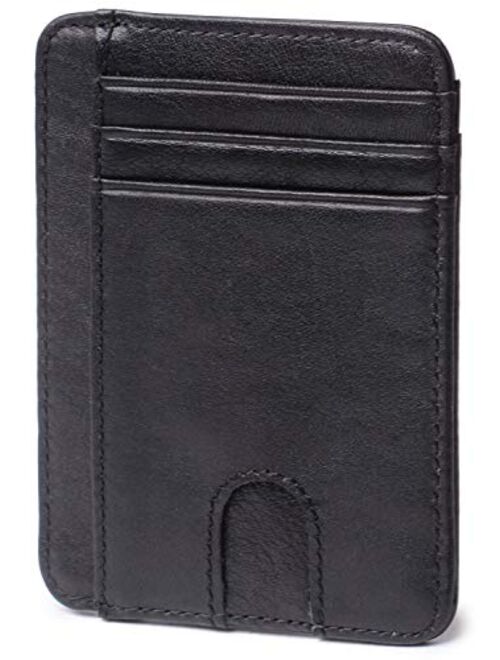 Slim Minimalist Wallet Front Pocket RFID Blocking Leather Credit Card Holder for Men Women