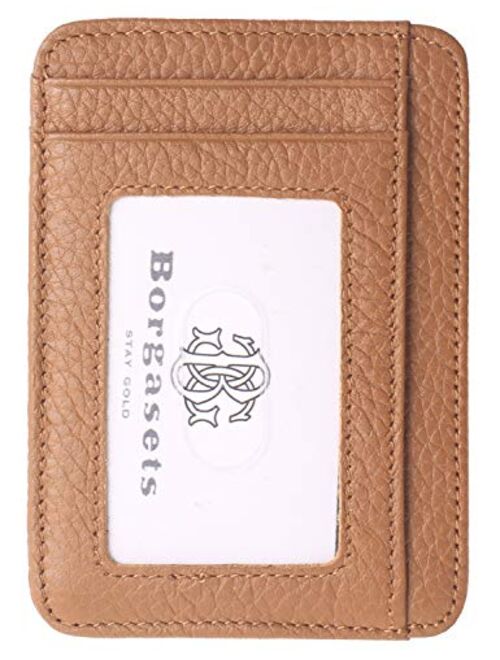 Slim Minimalist Wallet Front Pocket RFID Blocking Leather Credit Card Holder for Men Women