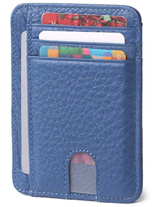 Slim Minimalist Wallet Front Pocket RFID Blocking Leather Credit Card Holder for Men Women