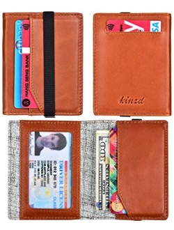 Slim Wallet with Money Clip RFID Blocking Minimalist Bifold Wallet for Men Genuine Leather Front Pocket Card Holder