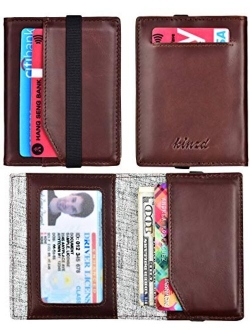 Slim Wallet with Money Clip RFID Blocking Minimalist Bifold Wallet for Men Genuine Leather Front Pocket Card Holder