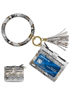 Keychain Bracelet,SHANSHUI Wristlet Circle Key Ring Bangle Card Pocket for Women