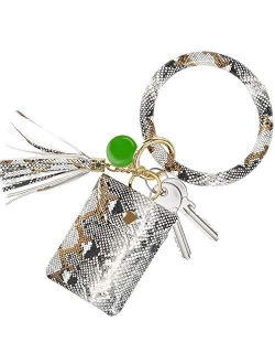 Keychain Bracelet,SHANSHUI Wristlet Circle Key Ring Bangle Card Pocket for Women