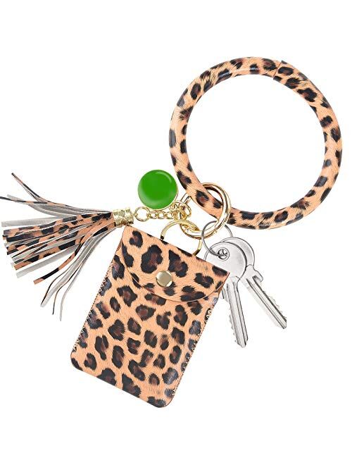 Keychain Bracelet,SHANSHUI Wristlet Circle Key Ring Bangle Card Pocket for Women