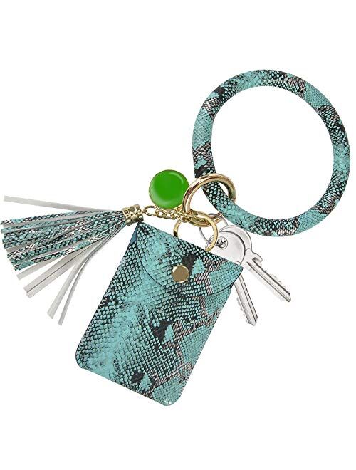 Keychain Bracelet,SHANSHUI Wristlet Circle Key Ring Bangle Card Pocket for Women