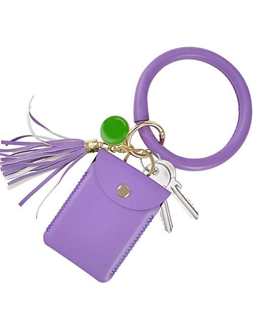 Keychain Bracelet,SHANSHUI Wristlet Circle Key Ring Bangle Card Pocket for Women