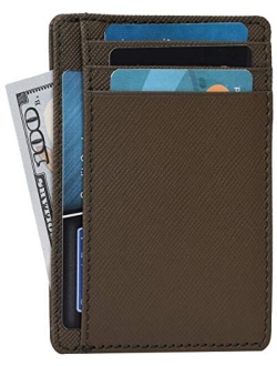 Minimalist Wallet for Men and Women - Genuine Leather RFID Secured Card Case