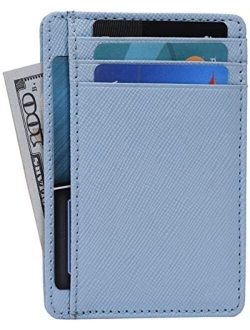 Minimalist Wallet for Men and Women - Genuine Leather RFID Secured Card Case