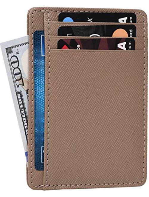 Minimalist Wallet for Men and Women - Genuine Leather RFID Secured Card Case