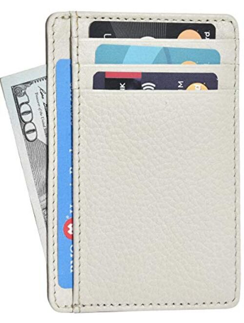 Minimalist Wallet for Men and Women - Genuine Leather RFID Secured Card Case