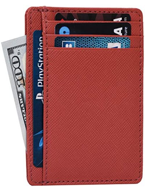 Minimalist Wallet for Men and Women - Genuine Leather RFID Secured Card Case