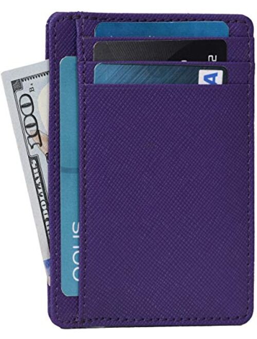 Minimalist Wallet for Men and Women - Genuine Leather RFID Secured Card Case