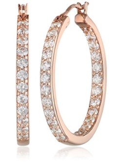 Platinum or Gold Plated Sterling Silver Inside-Out Hoop Earrings made with Swarovski Zirconia