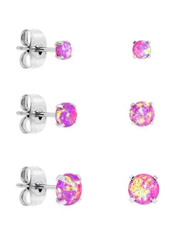 Body Candy Stainless Steel Synthetic Opal Post Stud Earring Pack of 3