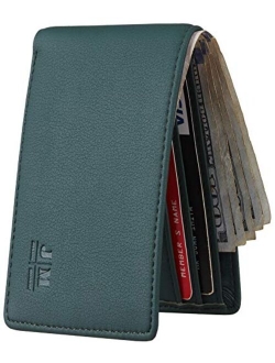 Gostwo Mens Slim Minimalist Front Pocket Wallet Genuine Leather ID Window Card Case RFID Blocking