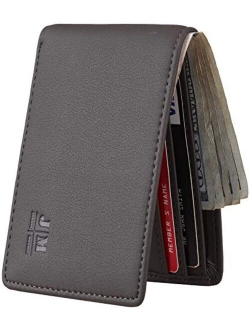 Gostwo Mens Slim Minimalist Front Pocket Wallet Genuine Leather ID Window Card Case RFID Blocking