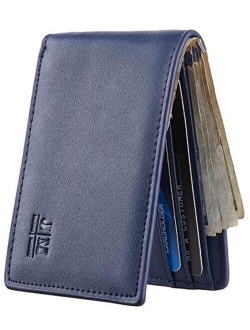 Gostwo Mens Slim Minimalist Front Pocket Wallet Genuine Leather ID Window Card Case RFID Blocking