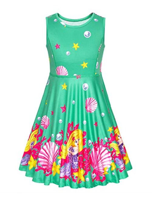 JESKIDS Little Girls Unicorn Dress Sleeveless Casual Twirl Dresses