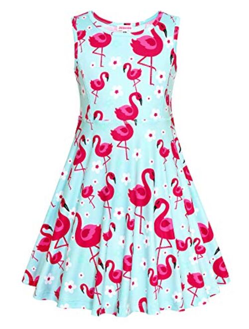 JESKIDS Little Girls Unicorn Dress Sleeveless Casual Twirl Dresses