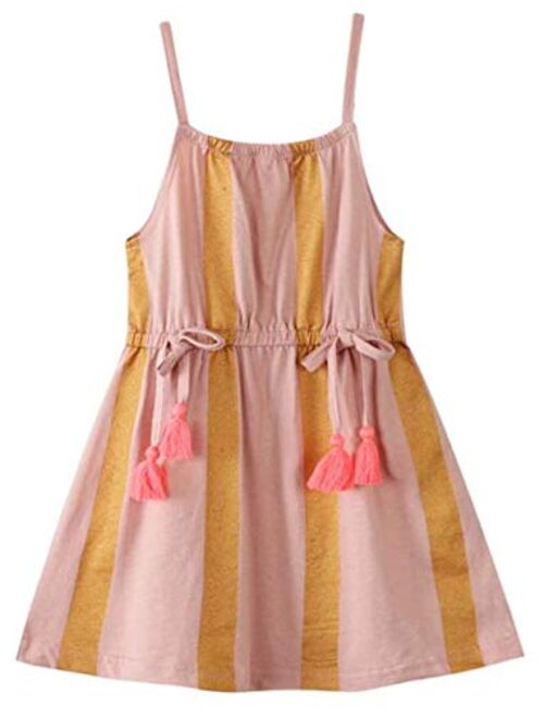 HILEELANG Girl Summer Beach Dress Halter Neck Sleeveless Casual Tank Outfit Sundress 1-12Y