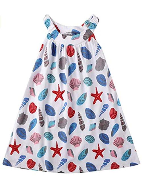 HILEELANG Girl Summer Beach Dress Halter Neck Sleeveless Casual Tank Outfit Sundress 1-12Y