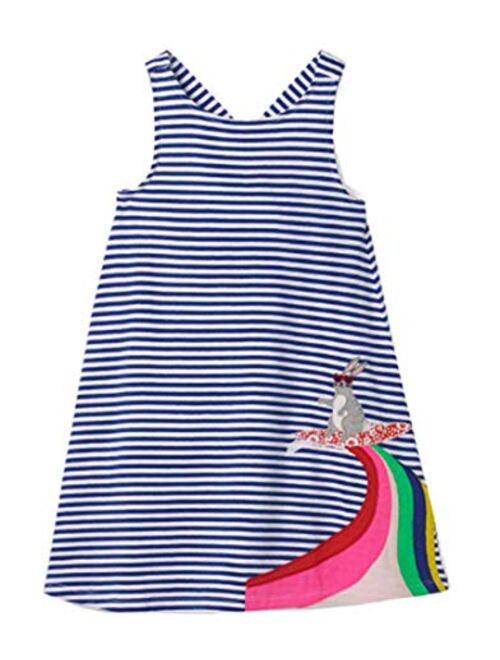 HILEELANG Girl Summer Beach Dress Halter Neck Sleeveless Casual Tank Outfit Sundress 1-12Y