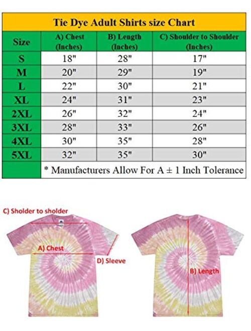 Krazy Tees Tie Dye Style T-Shirts Men Women - Fun, Multi Color Tops