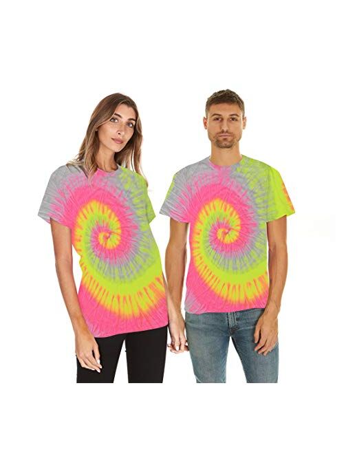 Krazy Tees Tie Dye Style T-Shirts Men Women - Fun, Multi Color Tops