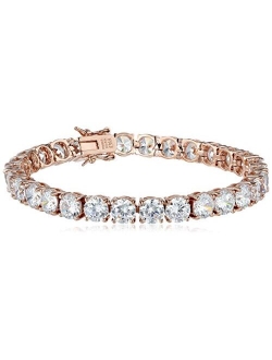 Plated Sterling Silver Round Cut Cubic Zirconia Tennis Bracelet