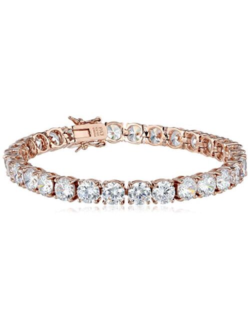 Amazon Essentials Plated Sterling Silver Round Cut Cubic Zirconia Tennis Bracelet