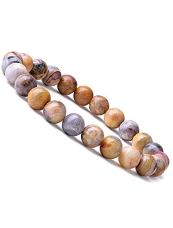 WRCXSTONE Natural 8mm Gorgeous Semi-Precious Gemstones Healing Crystal Stretch Beaded Bracelet Unisex