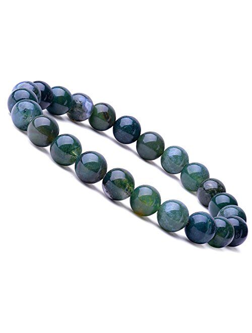 WRCXSTONE Natural 8mm Gorgeous Semi-Precious Gemstones Healing Crystal Stretch Beaded Bracelet Unisex