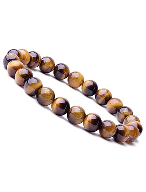 WRCXSTONE Natural 8mm Gorgeous Semi-Precious Gemstones Healing Crystal Stretch Beaded Bracelet Unisex