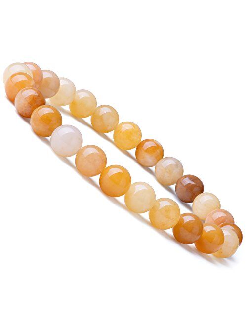 WRCXSTONE Natural 8mm Gorgeous Semi-Precious Gemstones Healing Crystal Stretch Beaded Bracelet Unisex