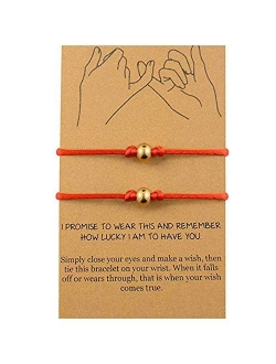 BOCHOI Pinky Promise Distance Matching Bracelets for 2 Mother Daughter Best Friend Couples Friendship Adjustable Cord Relationship Bracelets Him and Her Girlfriend Boyfri