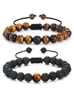 MengPa Mens Lava Rock Bracelet for Women Aromatherapy Anxiety Essential Oil Diffuser Volcanic Stone Bead Bangle