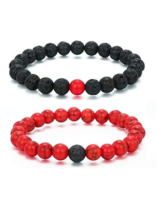 MengPa Mens Lava Rock Bracelet for Women Aromatherapy Anxiety Essential Oil Diffuser Volcanic Stone Bead Bangle