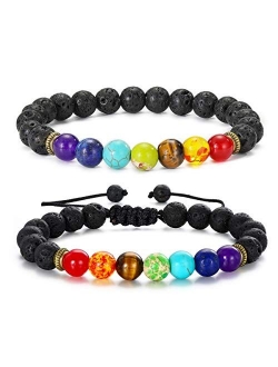 MengPa Lava Rock Bracelet Yoga Aromatherapy Anxiety Essential Oil Diffuser Volcanic Stone Bead Bangle for Women Men