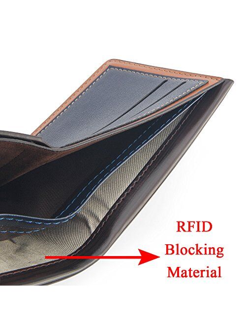 Stylish Men Bifold Wallet with RFID Blocking Slim Minimalist Front Pocket Wallet