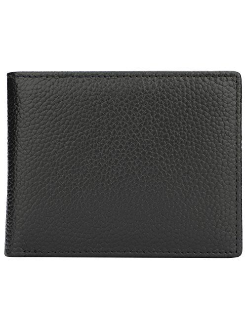 Wallet for Men-Genuine Leather RFID Blocking Bifold Stylish Wallet With 2 ID Window (Black-Pebble Leather)