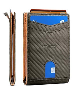 Slim Wallet Front Pocket,BULLIANT Money Clip Minimal Bifold Wallet For Men 10 Cards 3.1"x4.5", Pull-tap Access,RFID Blocking