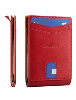 Slim Wallet Front Pocket,BULLIANT Money Clip Minimal Bifold Wallet For Men 10 Cards 3.1"x4.5", Pull-tap Access,RFID Blocking