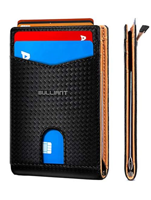 Slim Wallet Front Pocket,BULLIANT Money Clip Minimal Bifold Wallet For Men 10 Cards 3.1"x4.5", Pull-tap Access,RFID Blocking